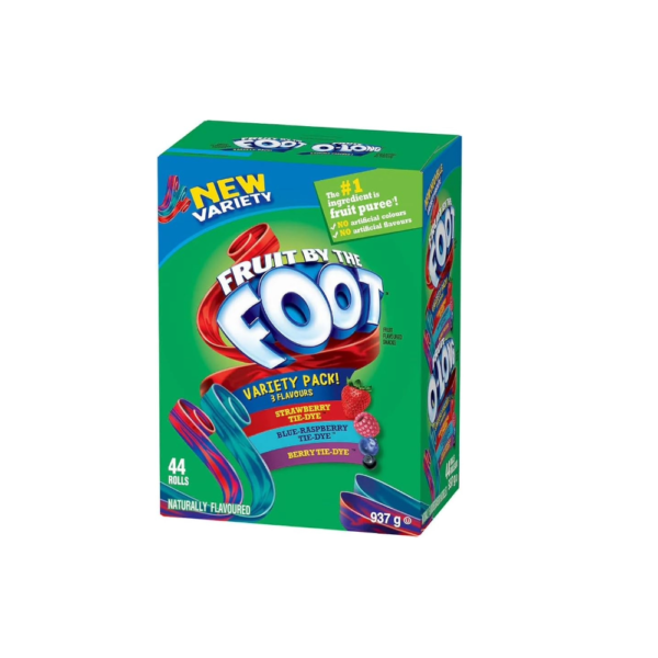 Fruit by the Foot Variety Pack, 44 Rolls, Strawberry Tie-Dye, Blue-Raspberry Tie-Dye and Berry Tie-Dye, 937 g