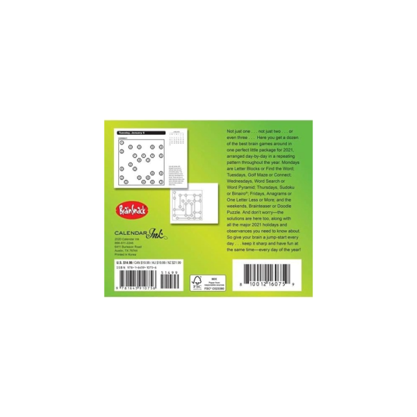 Calendar Ink Brain Games 2022 Desk Calendar - A Year of Entertain-Your Brain Puzzles, Multicolored - Image 2