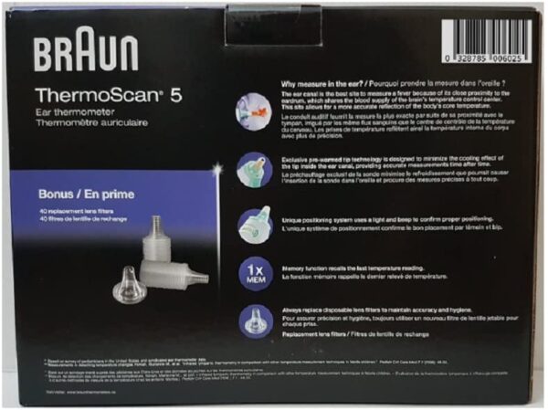Braun Thermoscan 5 Ear Thermometer with 40 lens filters - Image 2