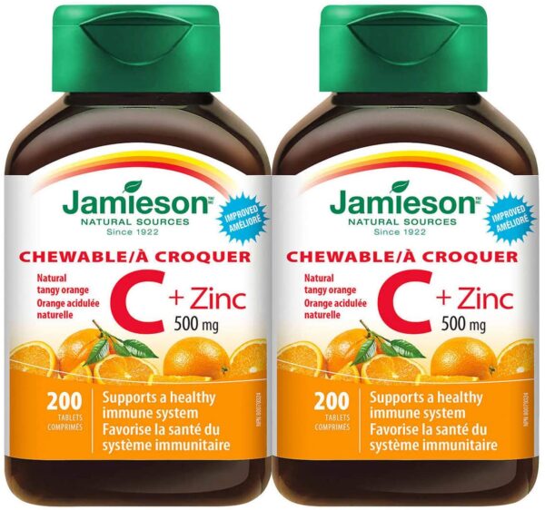 Jamieson Vitamin C and Zinc 500mg 200 Tablets 2 Packs