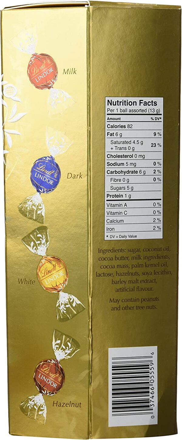 Lindt Lindor Assorted Chocolate Truffles, Value Pack, 900gram/1.98pound. Assortment of 4 Flavors of Chocolate Truffles : Hazelnut, Milk, White and Dark - Image 3