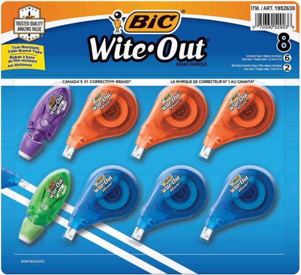 BiC Wite-Out Tapes 8-Pack (5- Regular, 3- Mini)