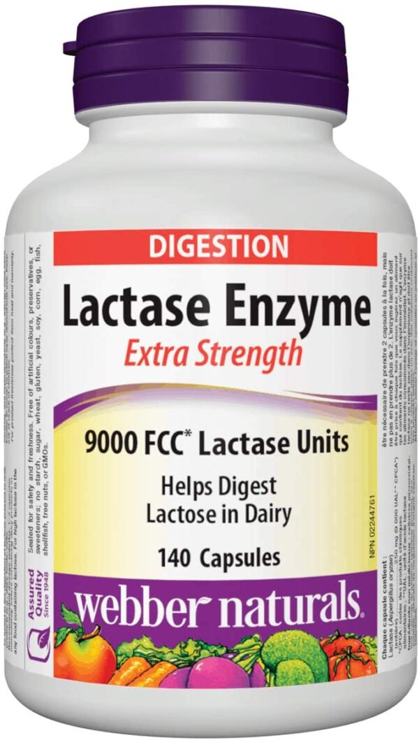 Webber Naturals Lactase Enzyme Extra Strength 140 Capsules