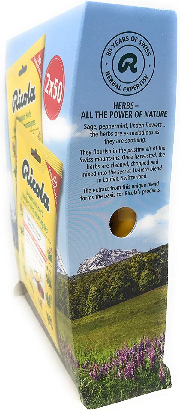 100 Ricola Mountain Herb 2 X 50 Lozenges - No Sugar Added - Cough Suppressant Throat Lozenges - Image 2