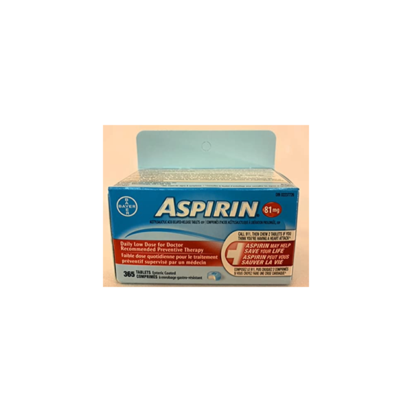 Bayer Aspirin Low Dose 81mg Enteric Coated Tablets 365 Count Low Strength