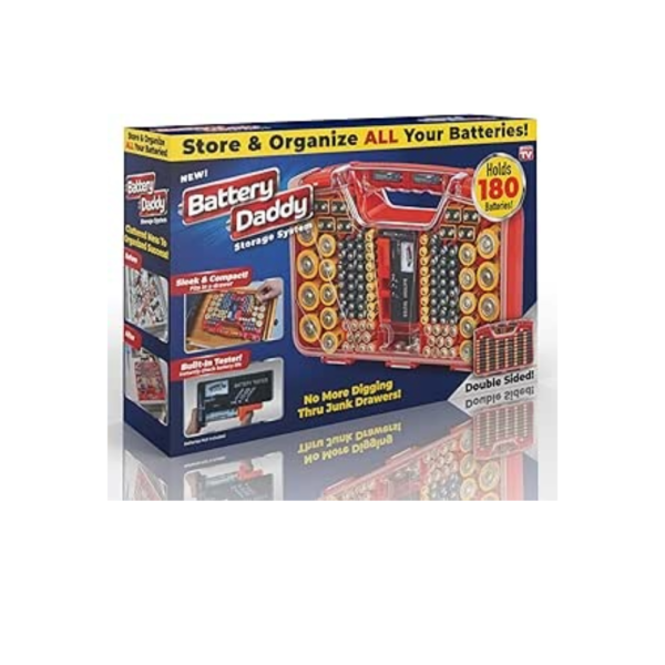 Ontel Battery Daddy 180 Battery Organizer and Storage Case with Tester, 1 Count, As Seen on TV