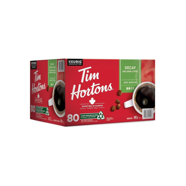 Tim Hortons Decaf Single Serve Coffee Cups, 80 Count
