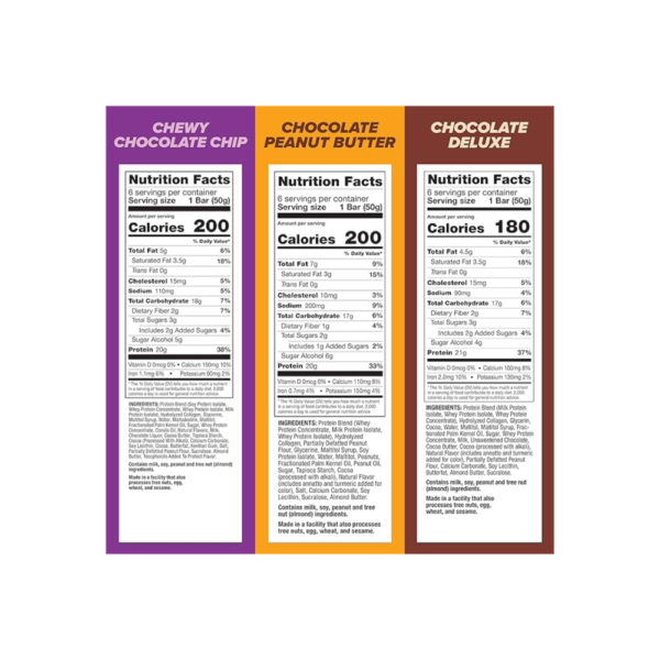 Pure Protein Bar Variety Pack (6 Chocolate Peanut Butter, 6 Chewy Chocolate Chip, 6 Chocolate Deluxe), (18 Count of 1.76 Oz Bars) from Pure Protein - Image 3