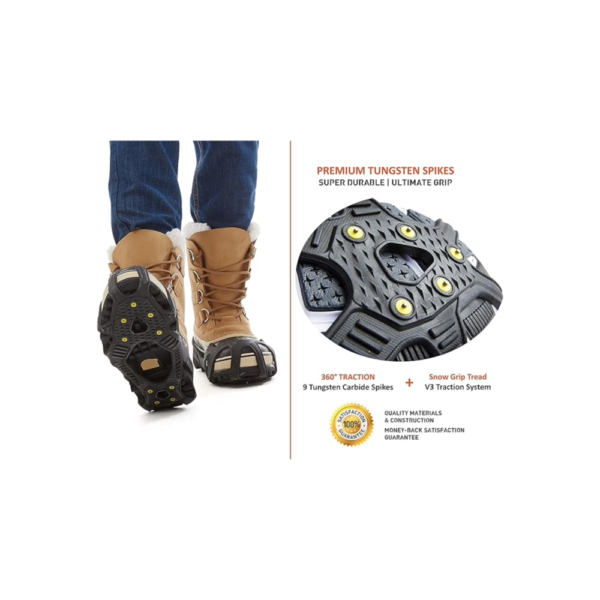 ICETRAX V3 Tungsten Winter Ice Grips for Shoes and Boots - Ice Cleats for Snow and Ice, StayON Toe, Reflective Heel - Image 5