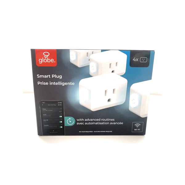 Globe Electric Wi-Fi Smart Plug, No Hub Required, Voice Activated, 4 Grounded Outlet, (4-Pack, 15A) 50207, White - Image 3