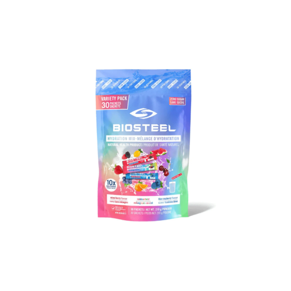 BIOSTEEL Zero Sugar Sports Hydration Mix Variety - Berry, Rainbow Twist & Blue Raspberry Flavours, 30 Packets - Image 2
