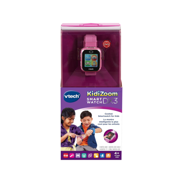 VTech KidiZoom Smartwatch DX3 with Dual Cameras, LED Light and Flash, Secure Watch Pairing, Photo & Video Effects, Games, Pedometer, Splashproof, Rechargeable Battery, Kids Age 4 and up (Pink) - Image 4