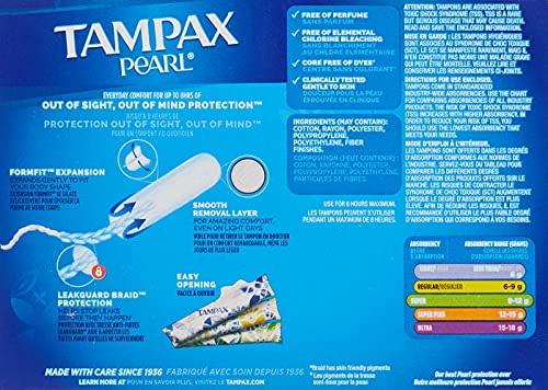 Tampax Pearl Unscented Super Absorbency Tampons, 96 Count - Image 2