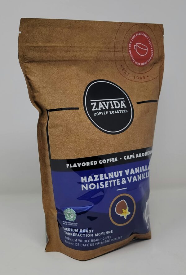 Zavida Hazelnut Vanilla Premium Whole Bean Flavoured / Flavored Coffee, Medium-Dark Roast, RFA 30%, Kosher, Halal, 100% Arabica, 2 Pound Bag - Image 4
