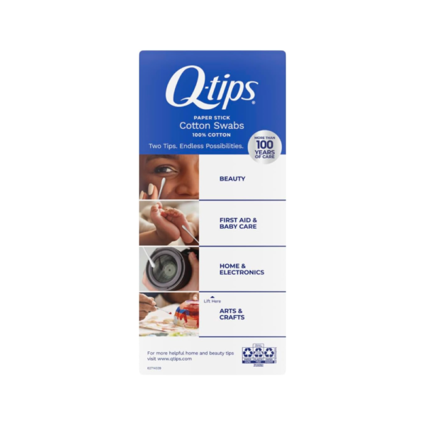 Q-tips Cotton Swabs for Hygiene and Beauty Care Original Cotton Swab Made with 100% Cotton 625 Count, 625 Count (Pack of 1) - Image 2