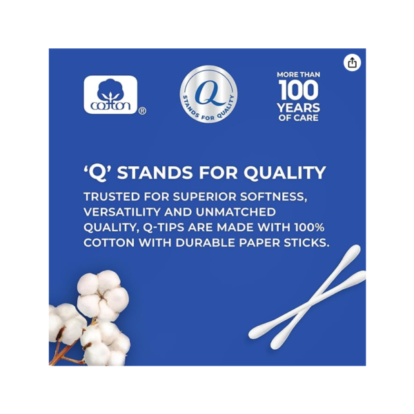 Q-tips Cotton Swabs for Hygiene and Beauty Care Original Cotton Swab Made with 100% Cotton 625 Count, 625 Count (Pack of 1) - Image 3