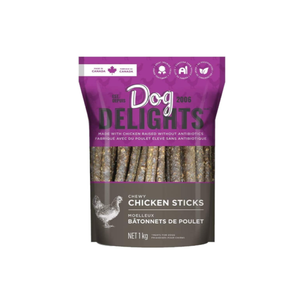 Dog Delights - Chewy Chicken Sticks Made with Chicken Raised Without Antibiotics 1 KG / 35oz