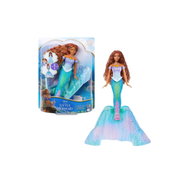 Mattel Disney The Little Mermaid Transforming Ariel Fashion Doll – Switches Between Human and Mermaid Forms, Movie-Inspired Toy