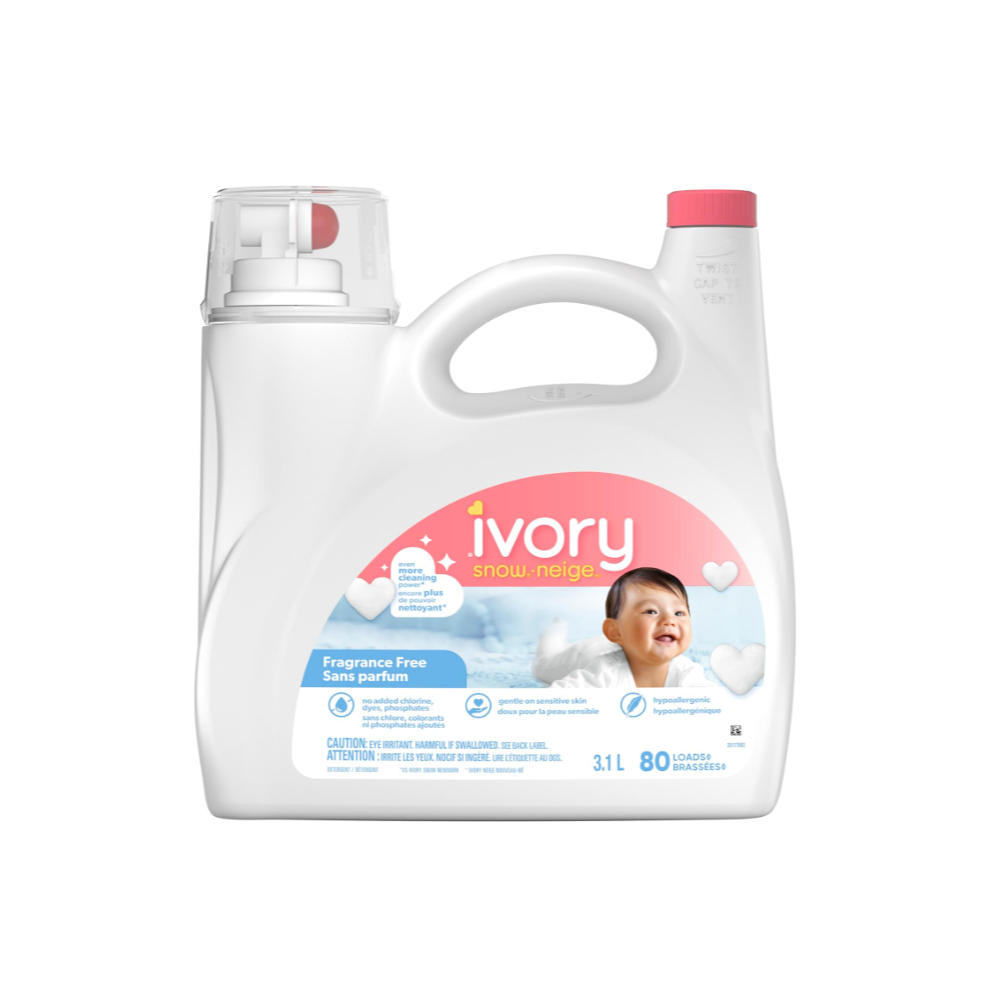 Unscented Ivory Snow Baby Laundry Detergent for sensitive skin (80 loads, 105 fl oz)