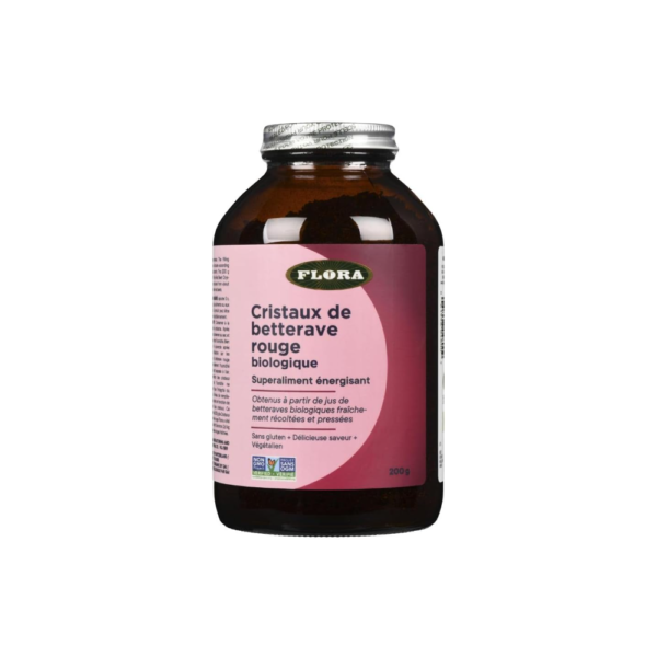Flora Health Organic Red Beet Crystals: Concentrated Nitric Oxide Booster, Equivalent to 2.6 kg of Red Beets, Vegan, 200 g Glass Bottle - Image 2