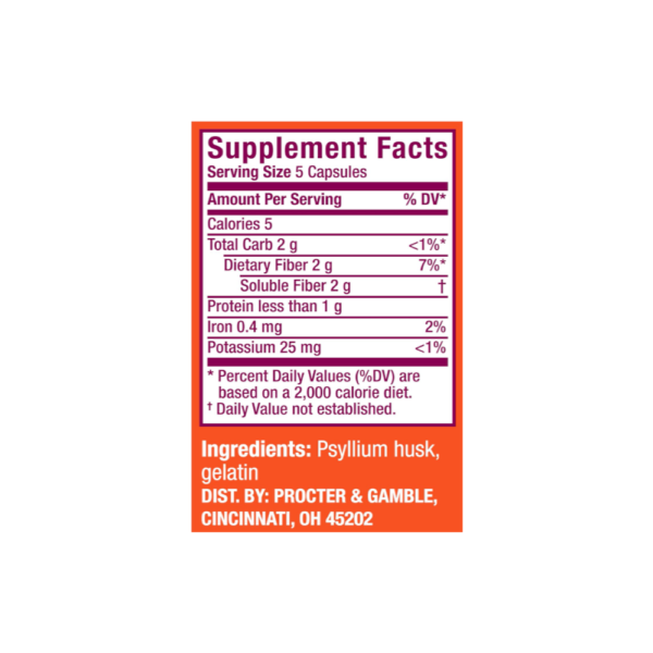 Fiber Supplement with Psyllium Husk, 300 Capsules - Image 2