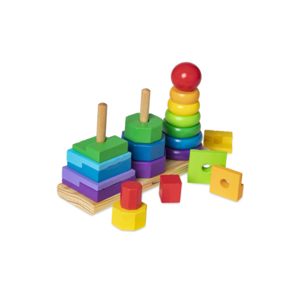 Educational Wooden Toy for Kids Ages 2+: Melissa & Doug Geometric Stacker - Image 4
