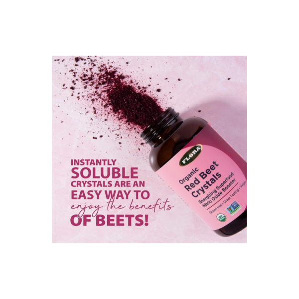 Flora Health Organic Red Beet Crystals: Concentrated Nitric Oxide Booster, Equivalent to 2.6 kg of Red Beets, Vegan, 200 g Glass Bottle - Image 7