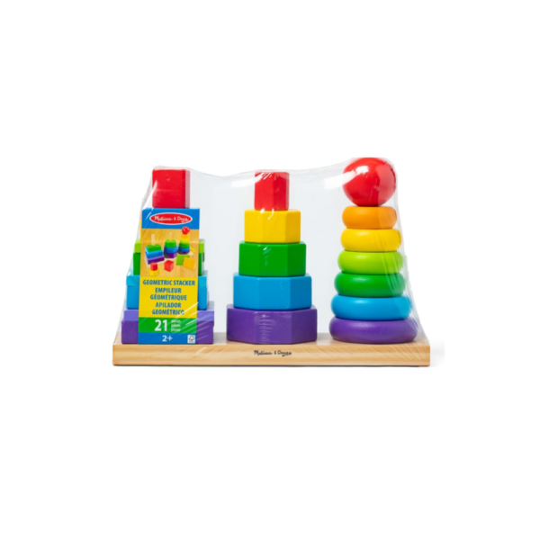Educational Wooden Toy for Kids Ages 2+: Melissa & Doug Geometric Stacker - Image 7