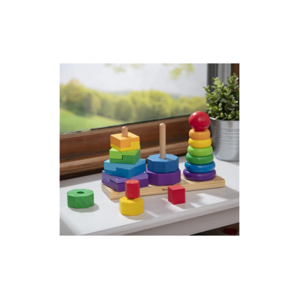 Educational Wooden Toy for Kids Ages 2+: Melissa & Doug Geometric Stacker - Image 9