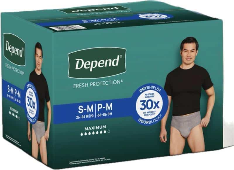 Depend Men’s Maximum Absorbency Underwear – Disposable Incontinence Briefs with OdorBlock, Soft Fabric, 30x Absorption, Grey, Multiple Sizes