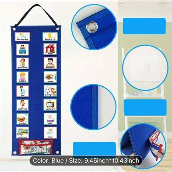 Visual Schedule Chart for Kids with 70 Routine Cards – Daily Chore & Responsibility Chart for Home or Classroom – Autism Communication Tool for Morning, Evening & School Routines – Hanging & Tabletop Pocket Chart