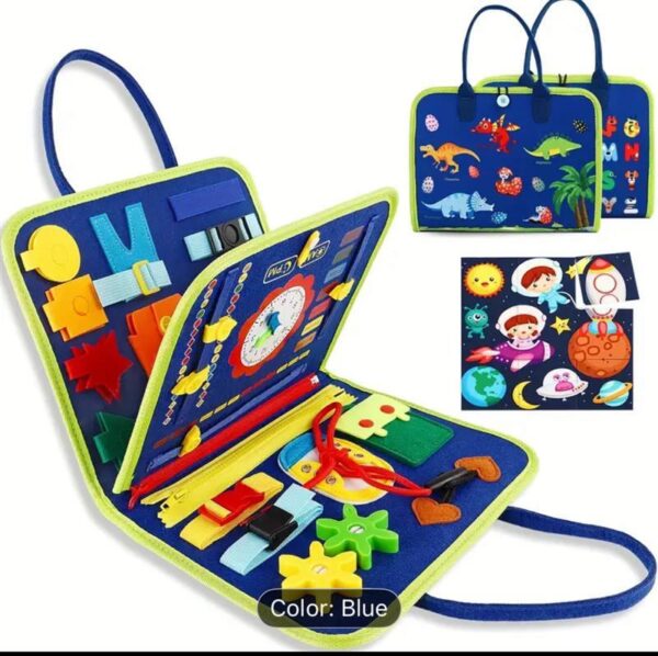 Busy Board Learning Bag – Toddler Sensory Toy with Zippers, Buckles, Shapes & Clocks for Fine Motor Skills and Early Learning