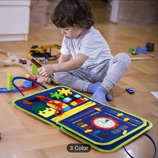 Busy Board Learning Bag – Toddler Sensory Toy with Zippers, Buckles, Shapes & Clocks for Fine Motor Skills and Early Learning - Image 3