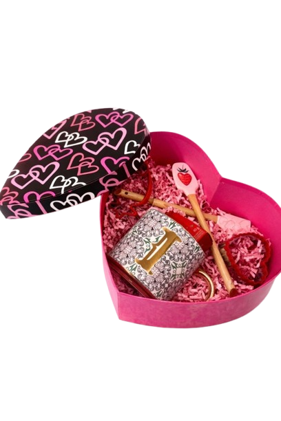 Romantic Heart Gift Box with Floral Mug (Letter “I”), Strawberry Spoon & Wafer Treats | Perfect Valentine’s Day Gift for Her - Image 2